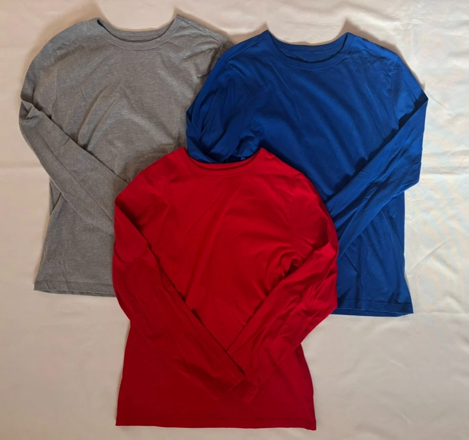 LOT OF 3 BOYS’ WONDER NATION L/S SHIRTS, GREY/RED/BLUE, SIZE X-LARGE 14-16 - Image 1 of 1