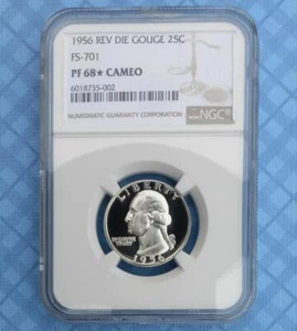 1956 NGC PF68 Star Cameo Rev Die Gouge FS-701 Quarter, Population of 1 in Grade - Picture 1 of 8