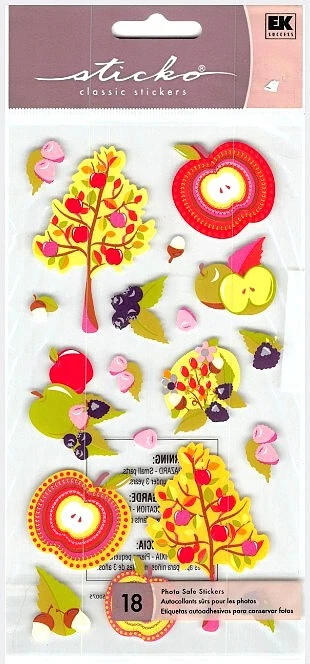 Nuevo en Paquete Ek Éxito Pegatinas Sticko COSECHA MANZANA Otoño Otoño Bayas Fruta Pegatina Foto 1 de 1
