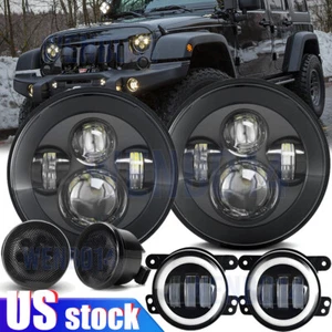 6pc For Jeep Jk 07-17 Kit 7" Round Led Headlights Fog Light Turnning Signal Lamp - Picture 1 of 21