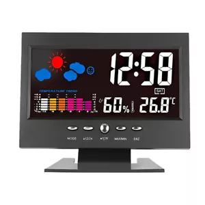 Digital Thermometer Hygrometer LCD Alarm Clock Weather Station Humidity Calendar - Picture 1 of 18