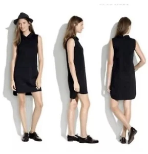 Madewell Shirttail Shift Dress Womens Sz S Black Sleeveless Knit Stretch Raw Hem - Picture 1 of 9