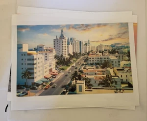 8 x 10 restaurierte alte Postkarte Collins Ave Miami Beach Florida ca. 1950er - Bild 1 von 2