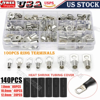 240X Cable Lugs Kit SC Tinned Copper Ring Crimp Terminal Battery Wire Connectors - Image 1 of 4