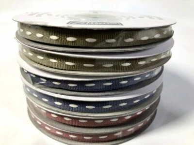 Stampin' Up Stitch Ribbon Cranberry Red, Violet, True Thyme 1/4" 90 Yards Lot 6 - Image 1 of 4