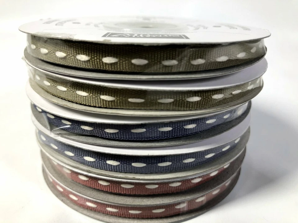 Stampin' Up Stitch Ribbon Cranberry Red, Violet, True Thyme 1/4" 90 Yards Lot 6 - Image 1 of 4