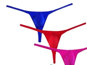 Mens Spandex Pouch Thong Underwear Elastic G-string Swimwear Micro Bikini T-back - Picture 1 of 2