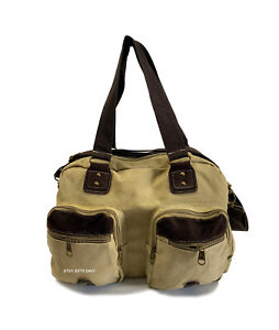 16x12 Khaki Canvas-Suede Fashion Shoulder Cross Body Messenger Bag Long Strap