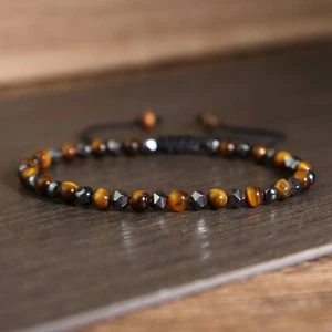 Protection Bracelet Tiger's Eye Hematite Stone Bracelet Healing Dainty Bracelet - Picture 1 of 4