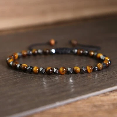 Pulseira de proteção olho de tigre pulseira de pedra hematita pulseira delicada de cura - Imagem 1 de 4