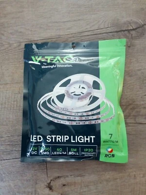 New LED V Tac Coil Strip LED 5 M 12V SMD 5050 300 LED IP 20 RGB Multi - Image 1 of 2