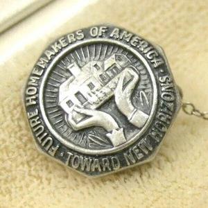 Men's Vintage Sterling Silver Future Homemakers of America Tie Chain Pin LGB 925 - Picture 1 of 8