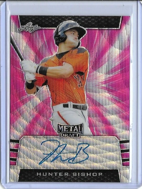 2019 Leaf Metal Draft HUNTER BISHOP Pink Wave Prismatic Auto RC 6/10 Giants - Image 1 of 1