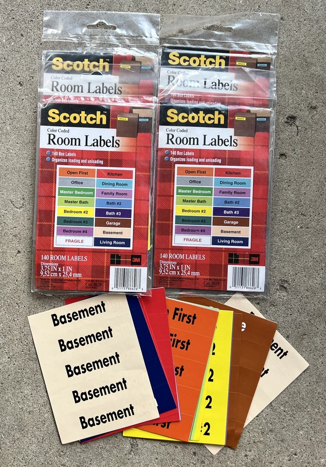 Lote de 5 paquetes ++ etiquetas adhesivas de habitación codificadas por colores escoceses 8039 Foto 1 de 2