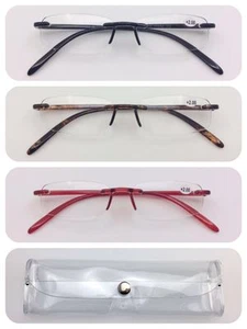 Superleichte randlose Lesebrille aus Memory-Kunststoff mit klarem Etui L11 - Bild 1 von 16