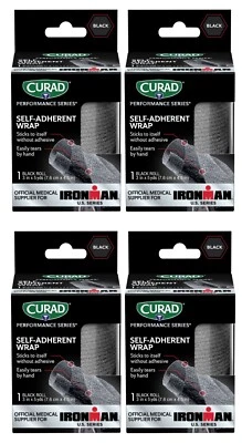 Four Curad Performance Series Ironman Self-Adherent Wrap, Black, 3" x 5 Yds Each - Image 1 of 4