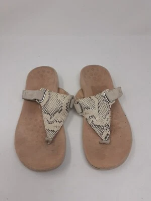 Vionic Wanda Thong Sandals Women's Size 7 Leather Snake Bone Slip On Comfort - Image 1 of 4