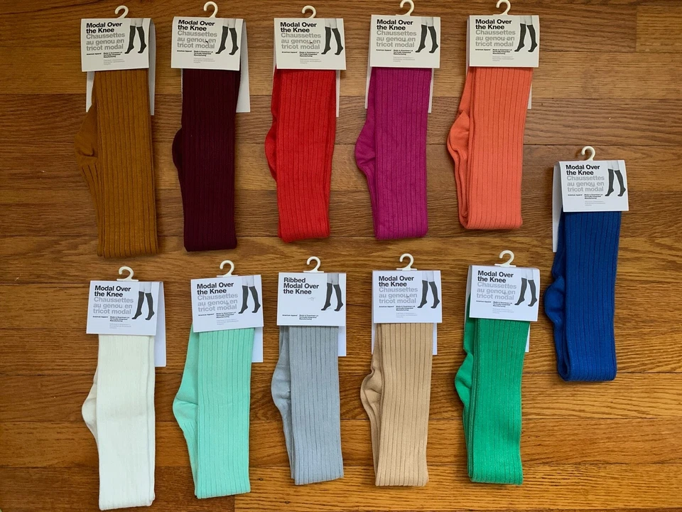 De colección. Calcetines acanalados por encima de la rodilla modales American Apparel hechos en EE. UU. Foto 1 de 1