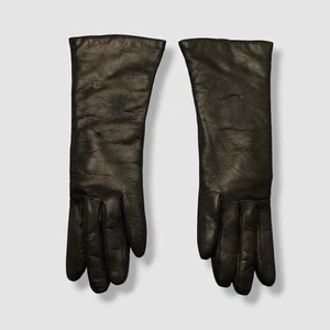 $150 Portolano Women's Black Cashmere Napa Leather Gloves Size 6 - Picture 1 of 3