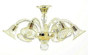 Lampadario classico in Vetro di Murano con oro 24 Fatto a mano in Italia 6 Luci - Picture 1 of 7