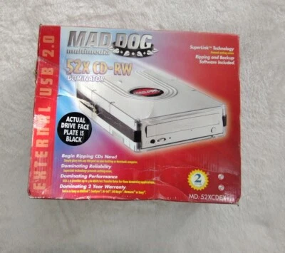 Mad Dog Multimedia 52x CD-RW Open Box Dominator External USB 2.0 - Image 1 of 4