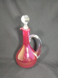 Vintage Gibson Pink Opalescent Style Cruet Iridescent Bottle Decanter - Picture 1 of 11