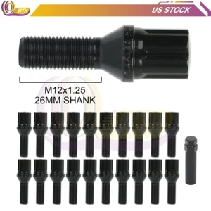 12x1.25 20pcs with 1 key Black Wheel Lug Studs Shank 28mm Fits Jeep Renegade - Picture 1 of 12