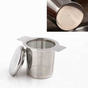 1x Stainless Steel Mesh Tea Infuser Metal Cup Strainer Loose Leaf Filter w/ Lid - Picture 1 of 14