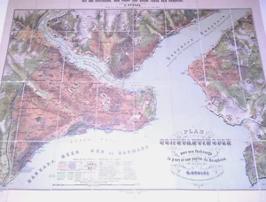 1882 MAP OF CONSTANTINOPLE ISTANBUL TURKEY RELIGIOUS AFFILIATION NEIGHBORHOODS - Picture 1 of 6