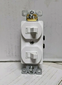 (1 pc) Double Toggle Switch Combo Combination Single Pole 15A White - Picture 1 of 2