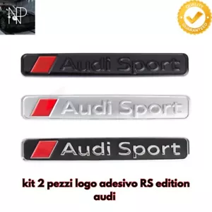✅ Kit 2 Pezzi Logo Audi Sport Alta Qualità Nero / Cromato ✅ - Imagen 1 de 2