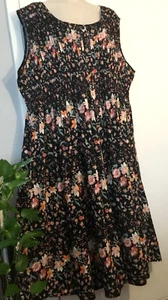 NWOT WOMAN WITHIN 4X 34/36 Knit Sleeveless Button Dress Black Floral   7-A535-14 - Picture 1 of 14