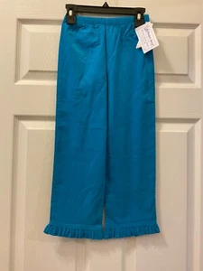 The Bailey Boys GIRLS Size 6 Turquoise Blue ruffle long pants Made in US 🇺🇸NWT - Picture 1 of 5