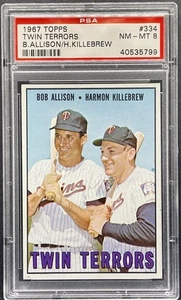 1967 Topps #334 "Twin Terrors" Bob Allison/Harmon Killebrew PSA 8 NM-MT - Picture 1 of 2
