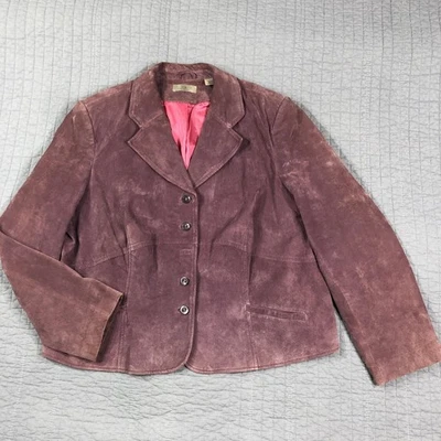 ie одежды женщина куртка женщин 3 X фиолетовый лиловый кожаный замшевый блейзер кнопка с подкладкой - Изображение 1 из 4
