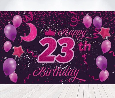  Happy 23th Birthday Backdrop Banner Poster - 185 x 110 cm/ 72.8 x 43.3 inc - Image 1 of 2