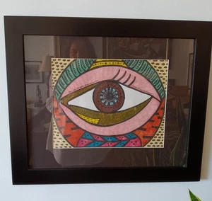 Augenkunst Gemälde Original Farbmarker gerahmt 19" x 23" - Bild 1 von 2