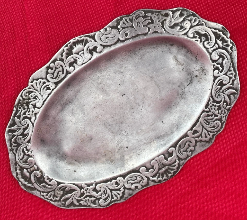 18ème Siècle Petit Plat / Vide Poche en Étain Poinçons Français Coupelle - Photo 1/4