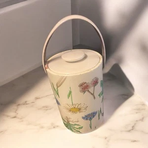 Vintage Eiskübel BoHo Botanical Wildblumenkühler mit Deckel Griff Party - Bild 1 von 5