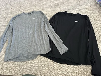 Nike работает сухой крой Sz большой серый и черный длинным рукавом Топ лот EUC - Изображение 1 из 4