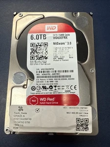 Western Digital Red 6TB Hard Drive 3.5" Internal WD60EFRX - 18k Hours - Afbeelding 1 van 2