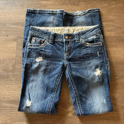 Pantalones de mezclilla desgastados vintage Mek DNM Frisco Bootcut para mujer talla 25 x 32 Foto 1 de 4