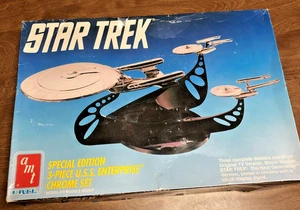 AMT/ ERTL Star Trek USS Enterprise 3 Piece Chrome Model Set # 6005 - Picture 1 of 18