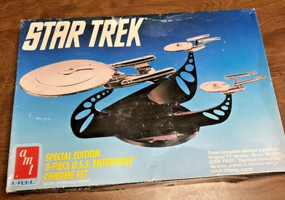 AMT/ ERTL Star Trek USS Enterprise 3 Piece Chrome Model Set # 6005 - Image 1 of 4
