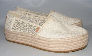 Toms Wear Good beige bestickte Slipper Espadrilles Plateau Größe 8,5 M - Bild 1 von 12