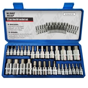 SUNHZMCKP 32-teiliger Innensechskant-Steckschlüsselsatz, 1/4", 3/8", & 1/2" Antriebe Sechskant-Bit-Stecknuss... - Bild 1 von 8