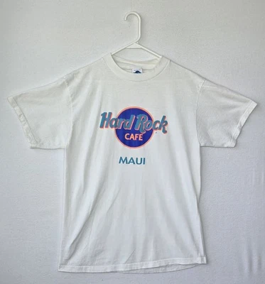 Camiseta blanca estilo años 90 Hard Rock Café Maui Hawaii para hombre talla grande  Foto 1 de 4