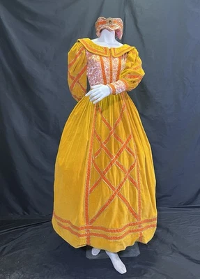 Hecho Profesionalmente Naranja Pana Renacimiento Disfraz Vestido con Sombrero a Juego Foto 1 de 4