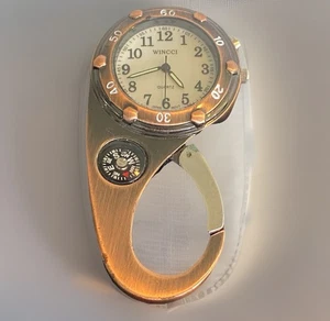 Wincci Carabiner Clip On Watch Compass Light Copper Hiking Camping Trail Skiing - Picture 1 of 5