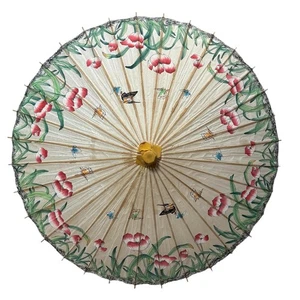 Vintage Hand Made Parasol Japanese With Butterfly's Bamboo And Paper - Picture 1 of 9